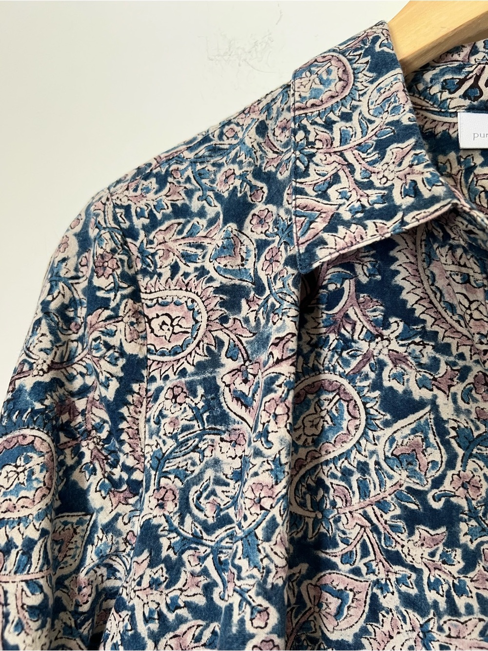 Pure Jill Floral Paisley Maxi Dress Blue Pink Organic Cotton Button Front M NEW - Picture 7 of 16